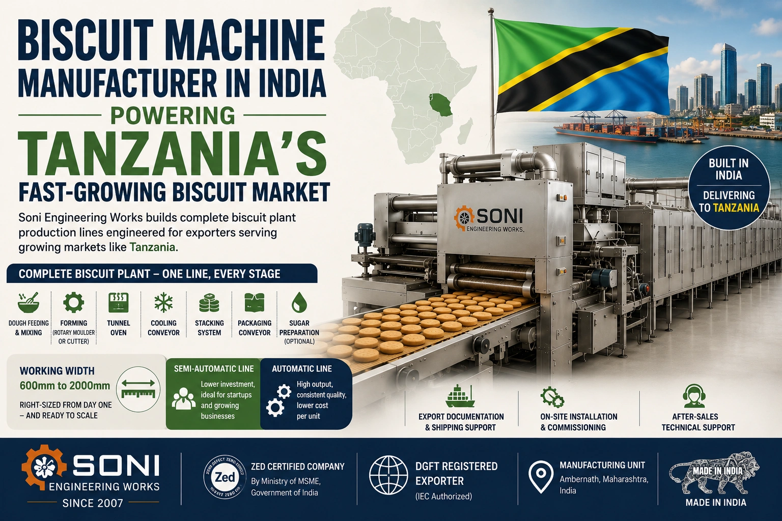 Biscuit Machine Manufacturer in India for Tanzania