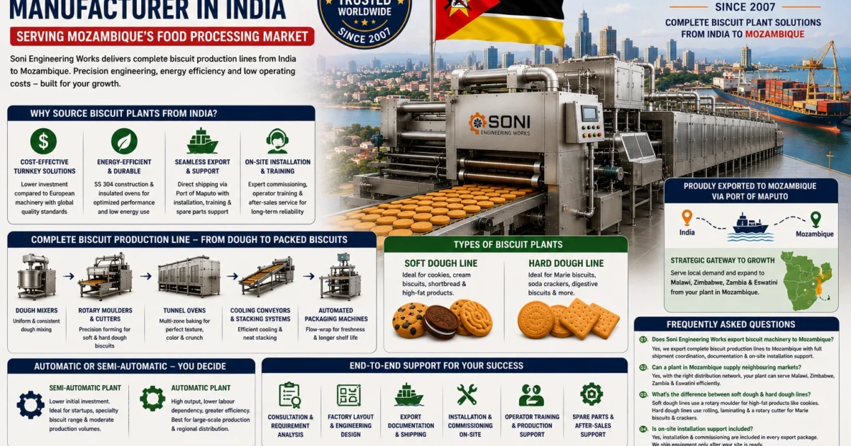 Biscuit Plant Manufacturer in India for Mozambique