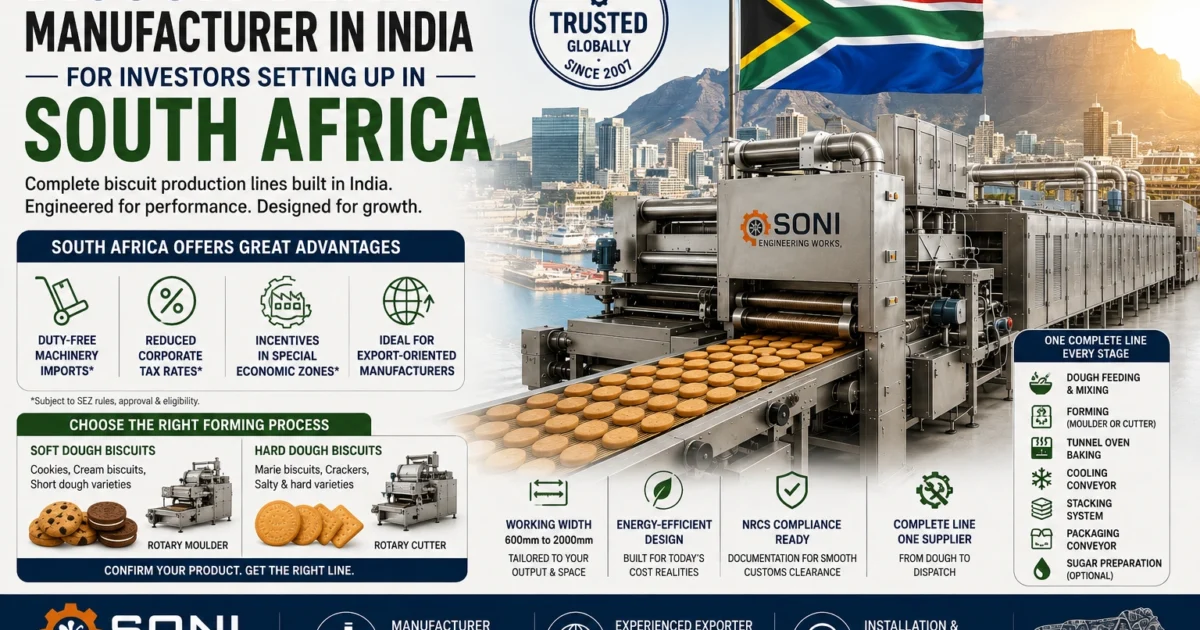 Biscuit Plant Manufacturer in India for South Africa