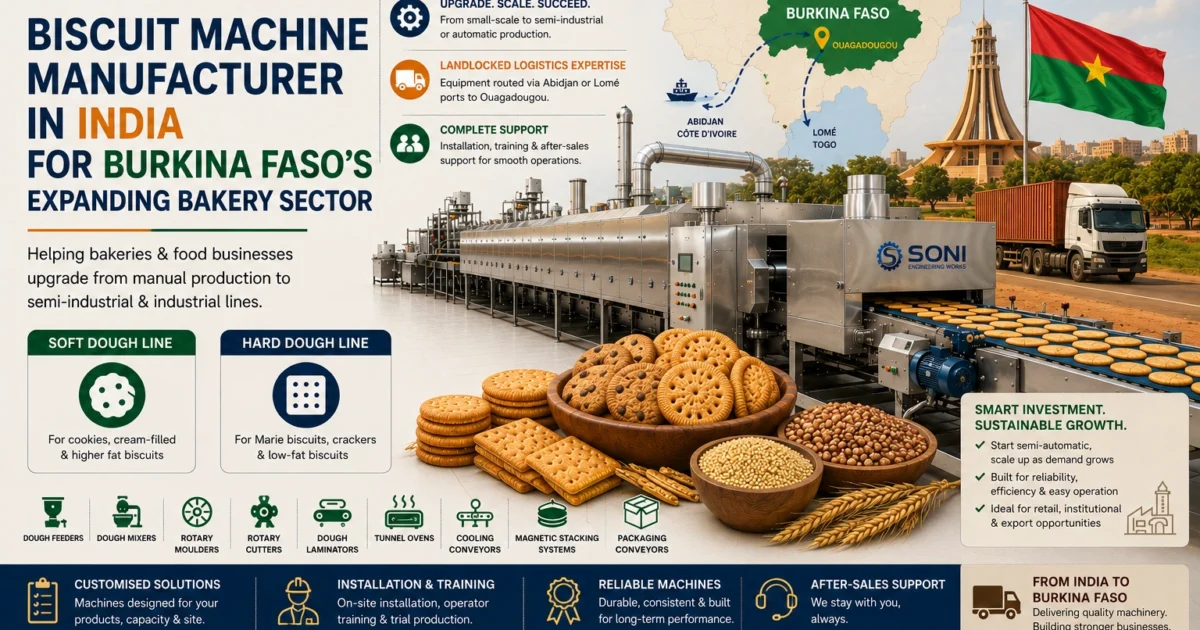 Biscuit Machine Manufacturer in India for Burkina Faso